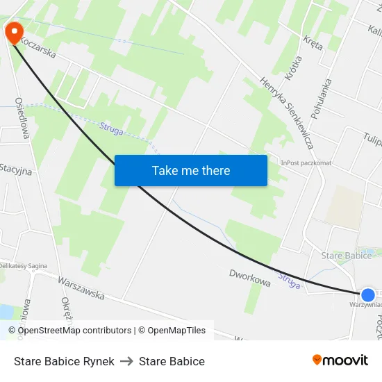 Stare Babice Rynek to Stare Babice map