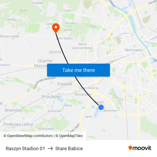 Raszyn Stadion 01 to Stare Babice map