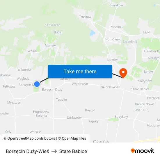 Borzęcin Duży - Wieś to Stare Babice map