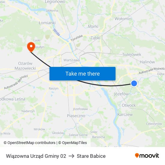 Wiązowna Urząd Gminy 02 to Stare Babice map