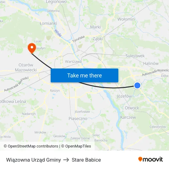 Wiązowna Urząd Gminy to Stare Babice map