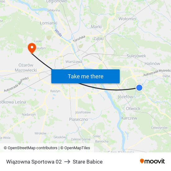 Wiązowna Sportowa 02 to Stare Babice map