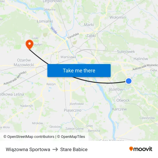 Wiązowna Sportowa to Stare Babice map