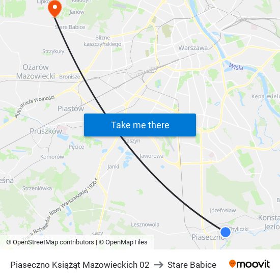 Piaseczno Książąt Mazowieckich 02 to Stare Babice map