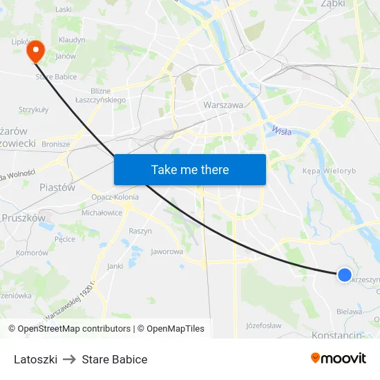 Latoszki to Stare Babice map