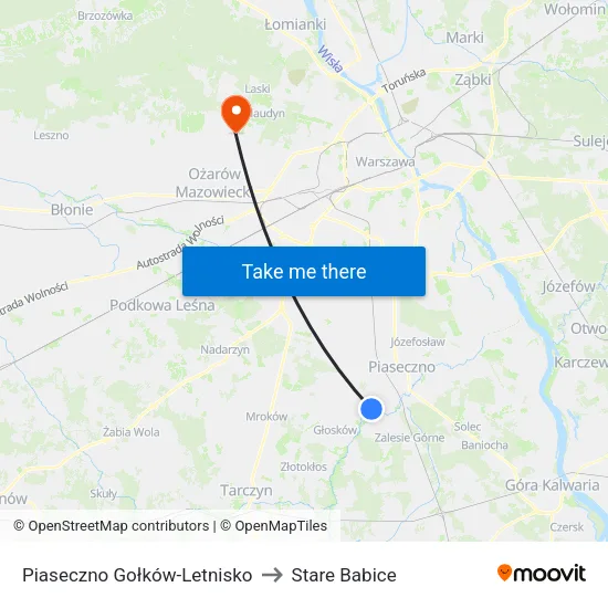 Piaseczno Gołków - Letnisko to Stare Babice map