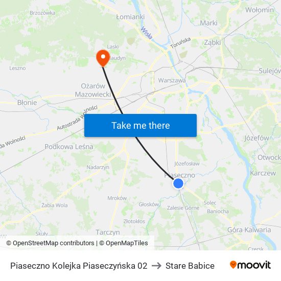 Piaseczno Kolejka Piaseczyńska 02 to Stare Babice map