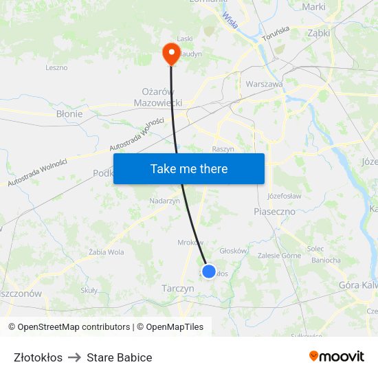 Złotokłos to Stare Babice map