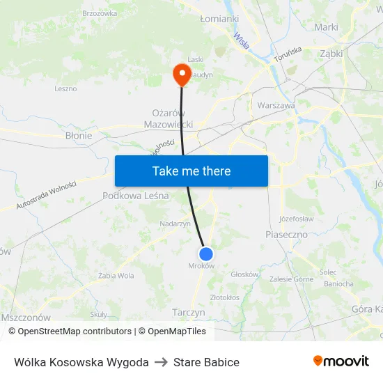 Wólka Kosowska Wygoda to Stare Babice map