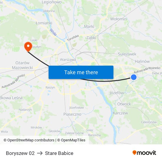 Boryszew 02 to Stare Babice map