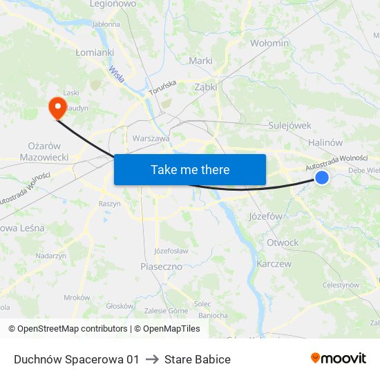 Duchnów Spacerowa 01 to Stare Babice map