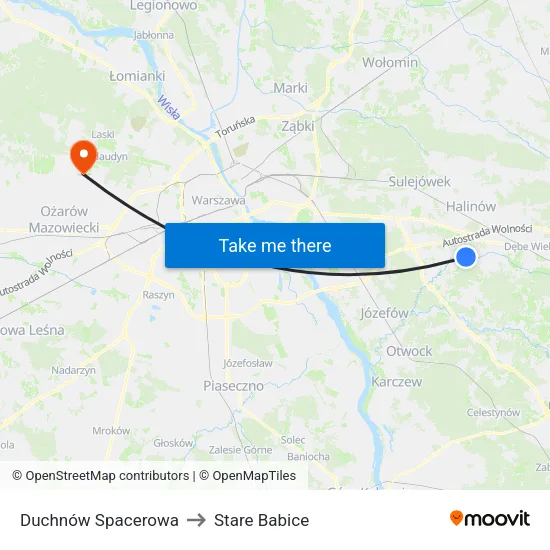 Duchnów Spacerowa to Stare Babice map