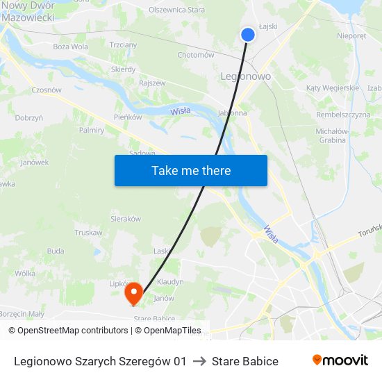 Legionowo Szarych Szeregów 01 to Stare Babice map