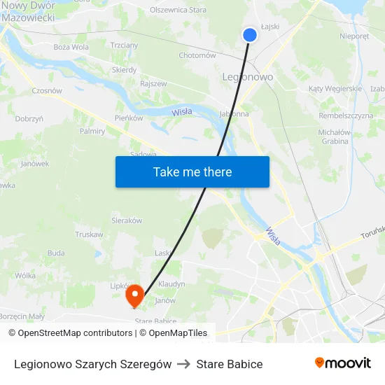Legionowo Szarych Szeregów to Stare Babice map