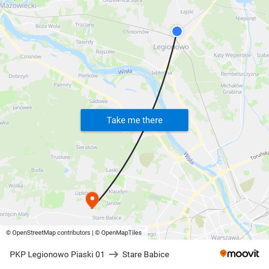 PKP Legionowo Piaski 01 to Stare Babice map