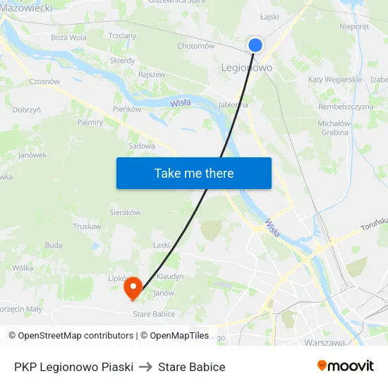 PKP Legionowo Piaski to Stare Babice map