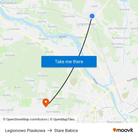 Legionowo Piaskowa to Stare Babice map