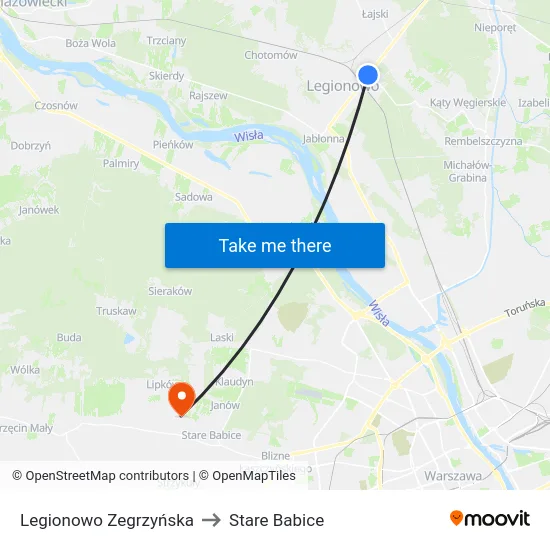 Legionowo Zegrzyńska to Stare Babice map