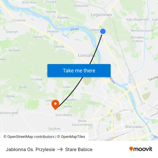Jabłonna Os. Przylesie to Stare Babice map