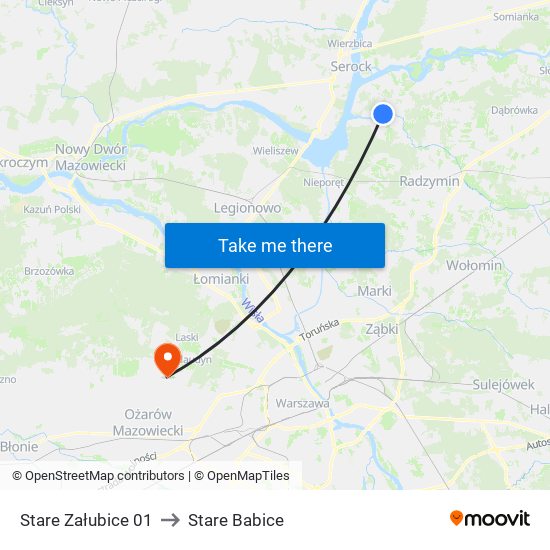 Stare Załubice 01 to Stare Babice map