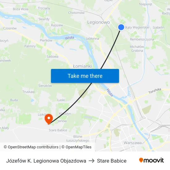 Józefów K. Legionowa Objazdowa to Stare Babice map