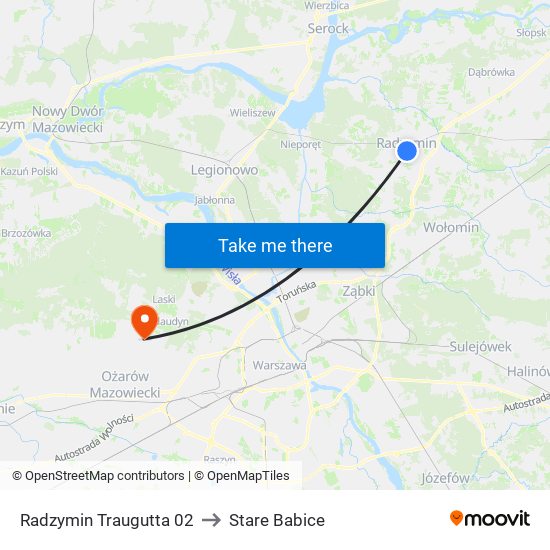 Radzymin Traugutta 02 to Stare Babice map