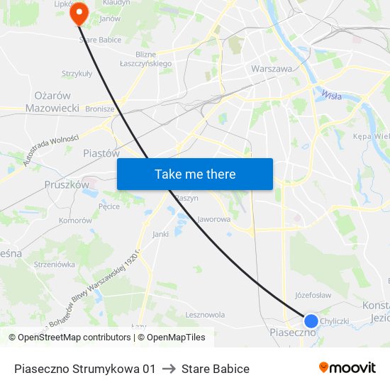 Piaseczno Strumykowa 01 to Stare Babice map