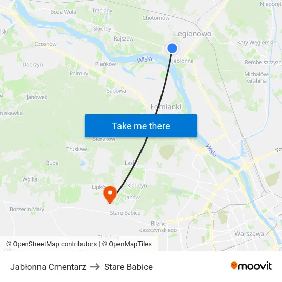 Jabłonna Cmentarz to Stare Babice map