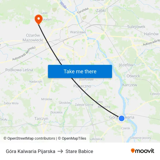 Góra Kalwaria Pijarska to Stare Babice map