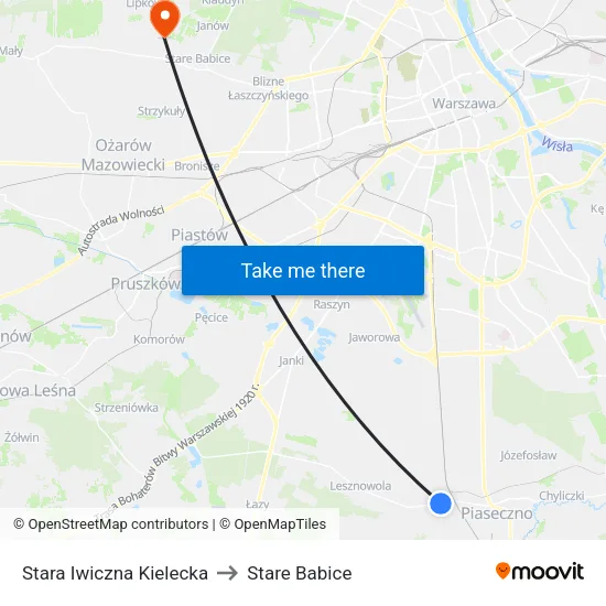Stara Iwiczna Kielecka to Stare Babice map