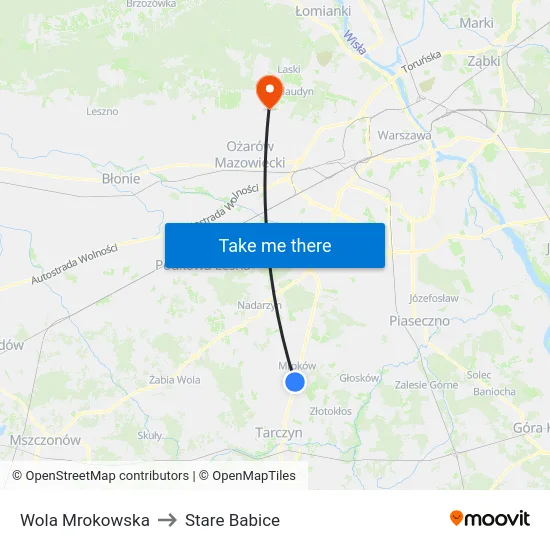 Wola Mrokowska to Stare Babice map