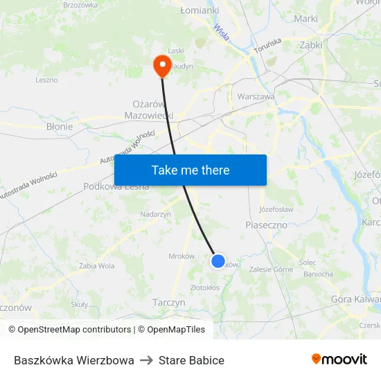 Baszkówka Wierzbowa to Stare Babice map