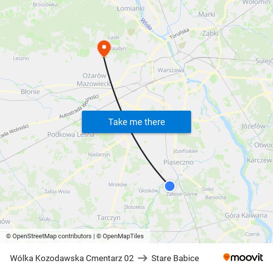 Wólka Kozodawska Cmentarz 02 to Stare Babice map