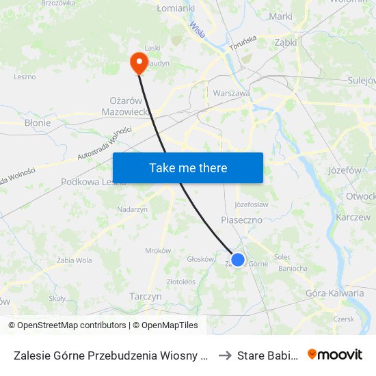 Zalesie Górne Przebudzenia Wiosny to Stare Babice map