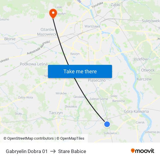 Gabryelin Dobra to Stare Babice map