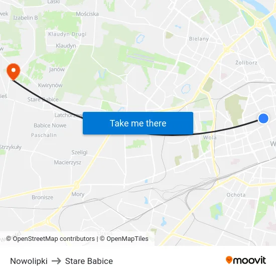 Nowolipki to Stare Babice map