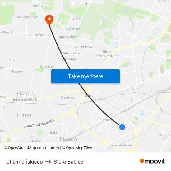 Chełmońskiego to Stare Babice map