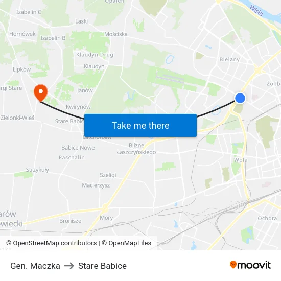 Gen. Maczka to Stare Babice map