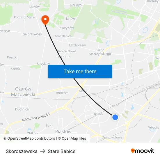 Skoroszewska to Stare Babice map