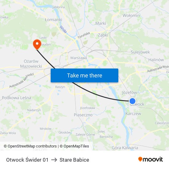 Otwock Świder 01 to Stare Babice map