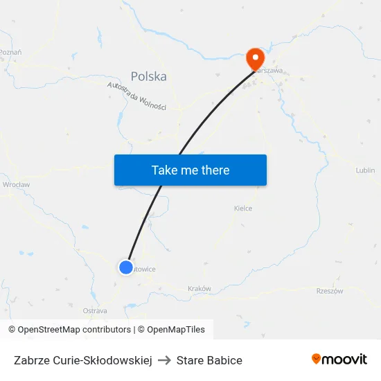 Zabrze Curie-Skłodowskiej to Stare Babice map