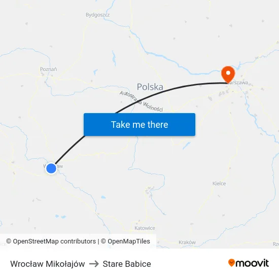 Wrocław Mikołajów to Stare Babice map