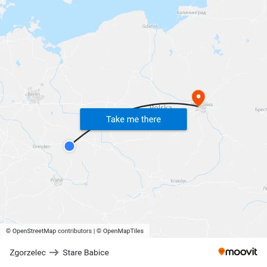 Zgorzelec to Stare Babice map
