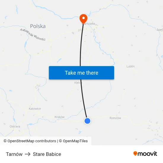 Tarnów to Stare Babice map