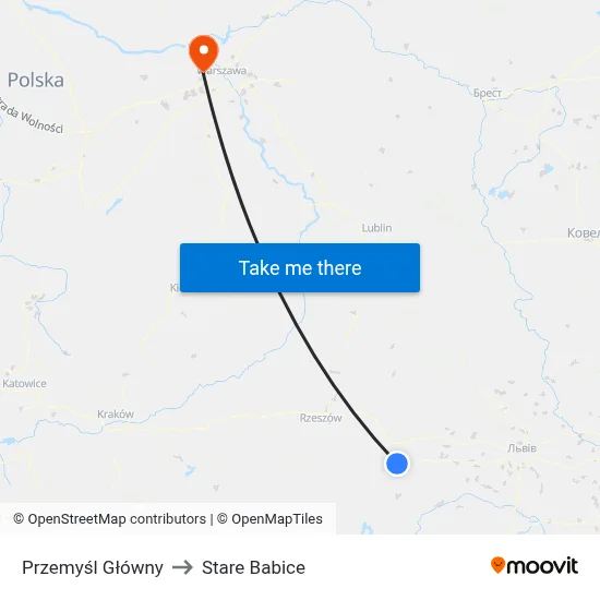 Przemyśl Główny to Stare Babice map