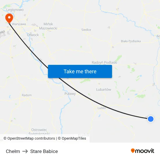 Chełm to Stare Babice map