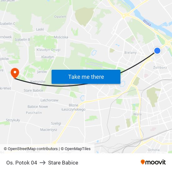 Os. Potok 04 to Stare Babice map