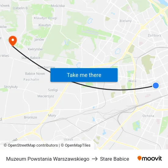 Muzeum Powstania Warszawskiego to Stare Babice map