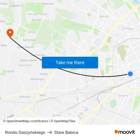 Rondo Daszyńskiego to Stare Babice map