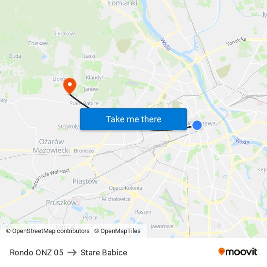 Rondo ONZ 05 to Stare Babice map